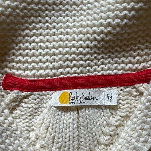 Baby Boden Wool/Cotton Cream Cable Knit Cardigan - Picture 2 of 5